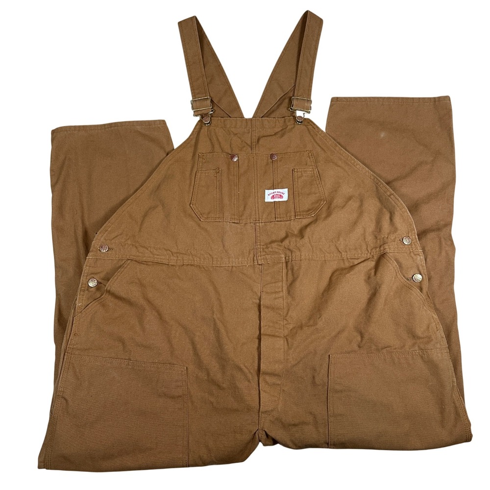 Round House Mens Brown Duck Canvas Bib Overalls Made in USA 54x32 Workwear